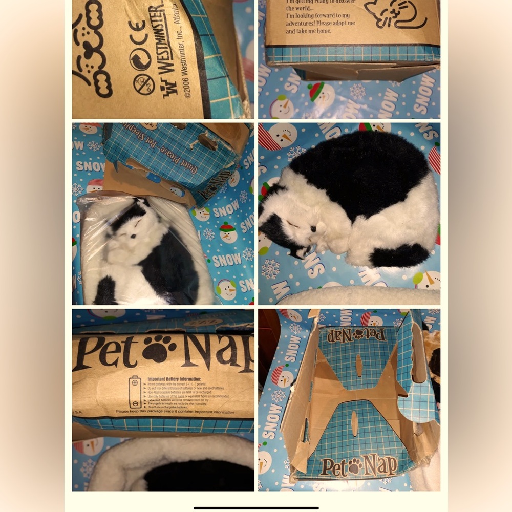 Pet Nap" Westminster Co. issued 2006 baby kitten blk/wht New batter operated Toy
